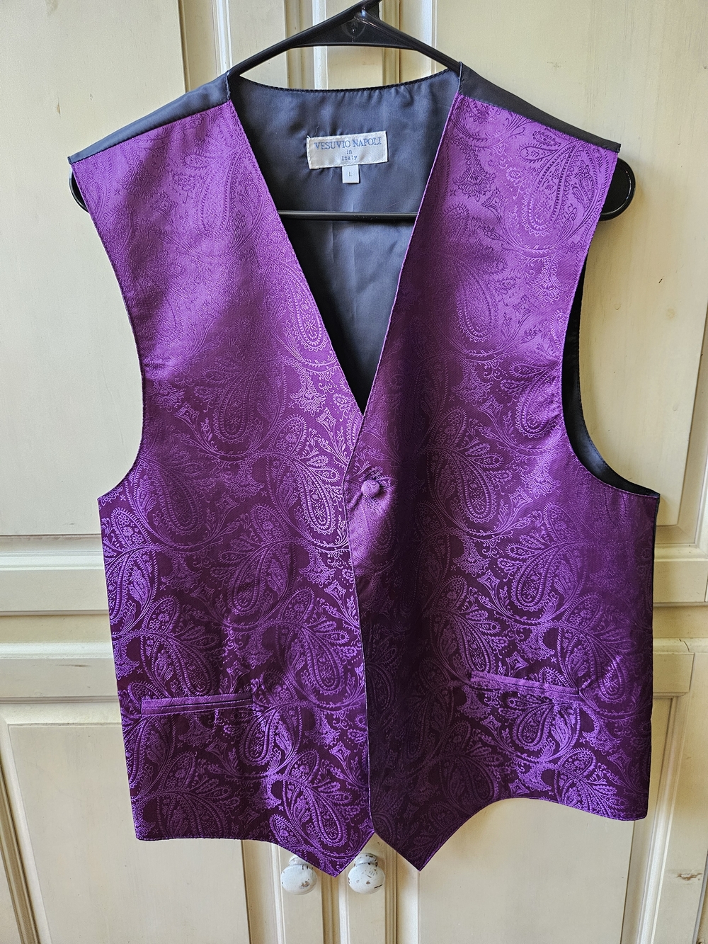 Vesuvio Napoli Men's Purple Paisley Waistcoat Vest